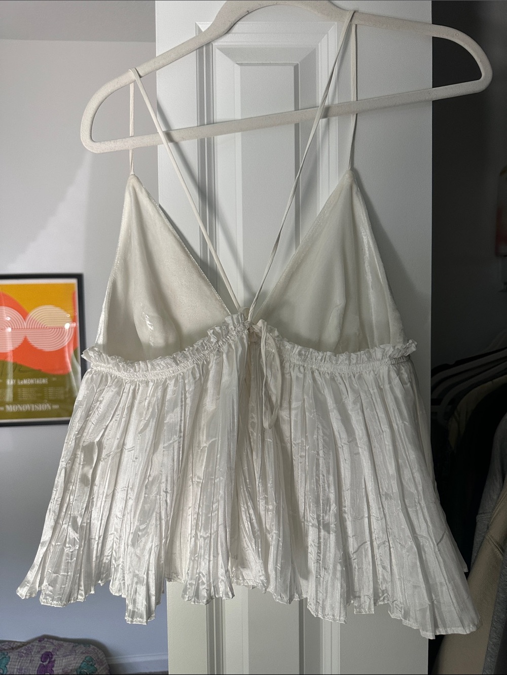 Free People Ivory Pleated Satin-Trim Chemise - Picture 3 of 4